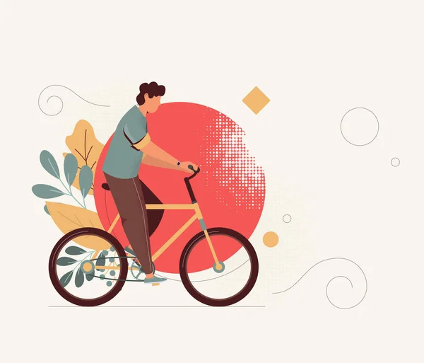 Bisiklet Süren Bir Adam Vektör Illüstrasyonu — Stok Vektör