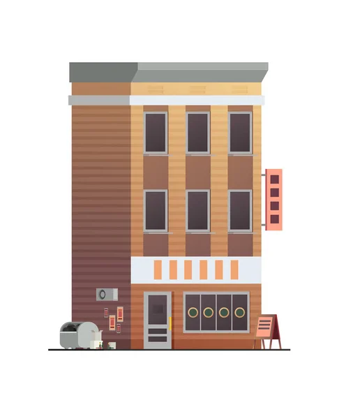Downtown Vektorová Budova Obchodem Nebo Obchod Ilustrace Izolované Bílém Pozadí — Stockový vektor