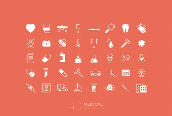 Line Art Simple Medical Icons Set Web Applications Vector — ストックベクタ