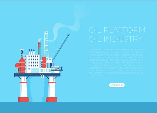 Vector Plano Plataforma Petrolífera Industria Petrolera — Vector de stock