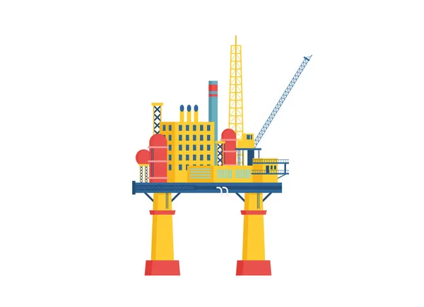 Flat Vector Oil Platform Oil Industry — Stock Vector