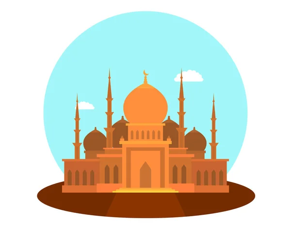 Mezquita Edificio Religión Musulmana Vector Plano Ilustración — Vector de stock