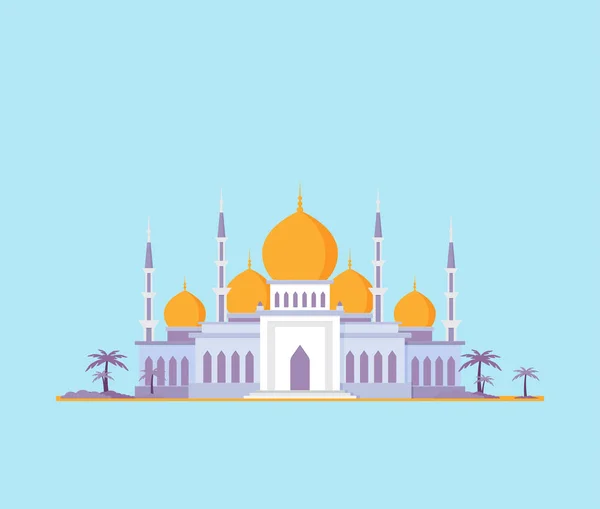 Mezquita Edificio Religión Musulmana Vector Plano Ilustración — Vector de stock