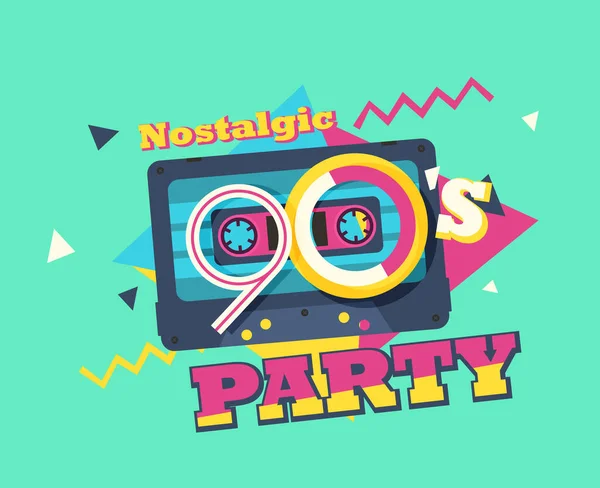 90Er Party Einladung Vektor Illustration — Stockvektor