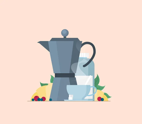 Kaffebryggare Vektor Illustration Platt — Stock vektor