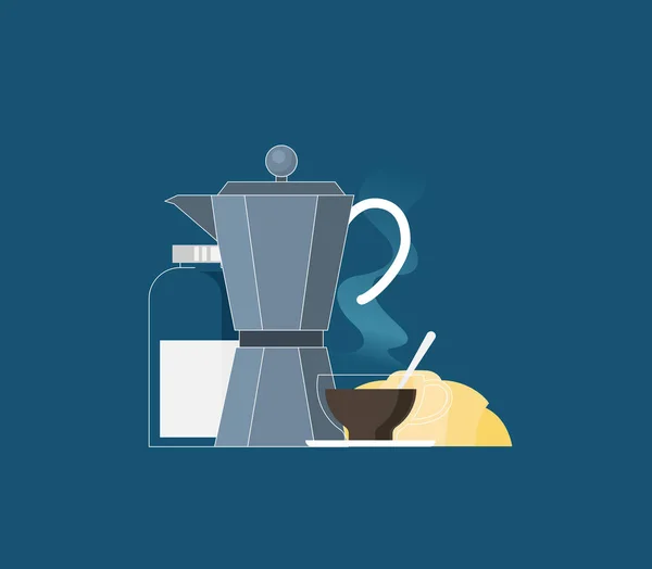 Kaffeeservice Vorhanden Vektorabbildung Flach — Stockvektor