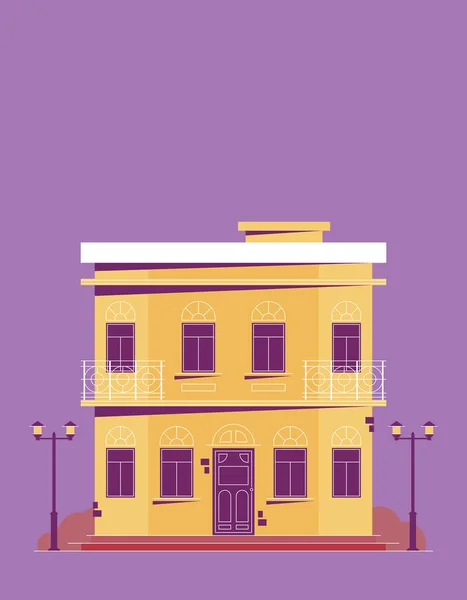 Downtown Vektor Byggnad Illustration Isolerad Bakgrund — Stock vektor