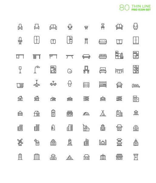 Line Art Simple Icon Set Web Applications Vector — Stock Vector