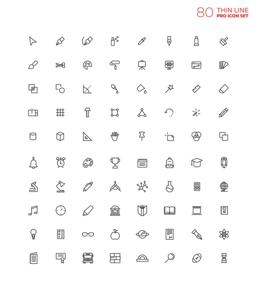 Line Art Simple Icon Set Web Applications Vector — Stock Vector