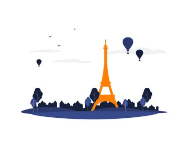 Paris düz vektör illüstrasyonuna git