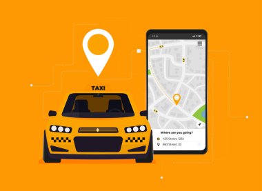 Düz stil ile taksi grafik tasarımı