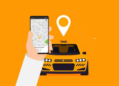 Düz stil ile taksi grafik tasarımı