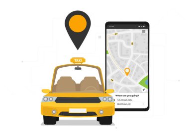 Düz stil ile taksi grafik tasarımı