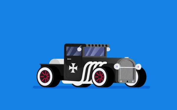 Плоский Векторный Ретро Автомобиль Изолирован Цветном Фоне — стоковый вектор