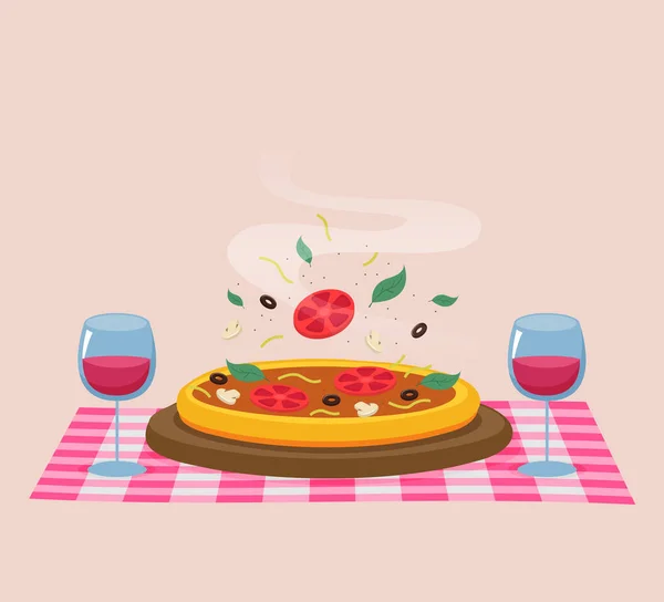Platt Vektor Illustration Italiensk Pizza — Stock vektor