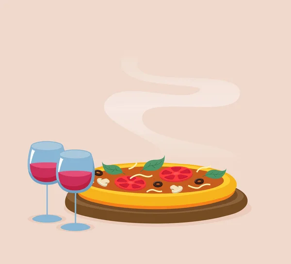 意大利披萨的平面矢量图解 — 图库矢量图片