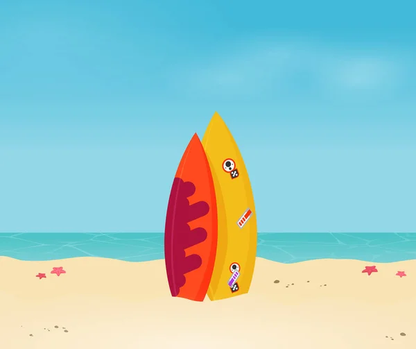 Vacaciones Verano Vector Ilustración Playa Diseño Plano — Vector de stock