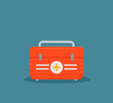 Vektör İlkyardım çantası. Düz vektör