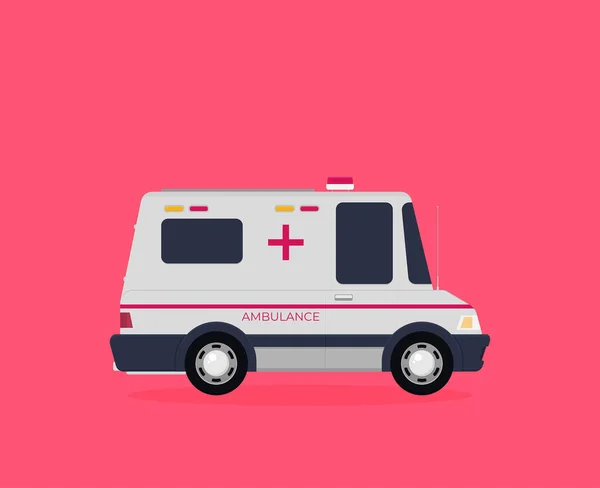 Ambulance Auto Medisch Transport Roze Achtergrond — Stockvector