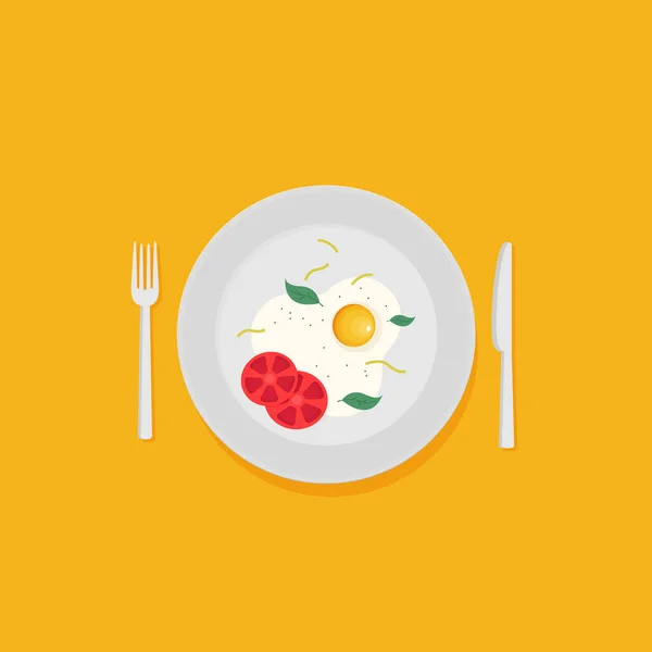 Desayuno Con Huevo Frito Tomates — Vector de stock