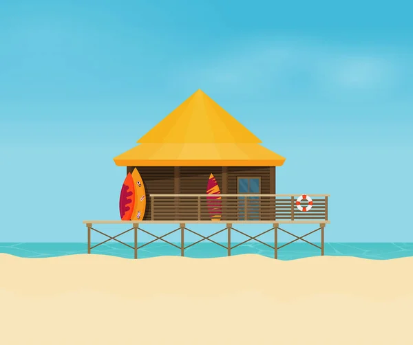 Bungalow Mar Azul — Vector de stock