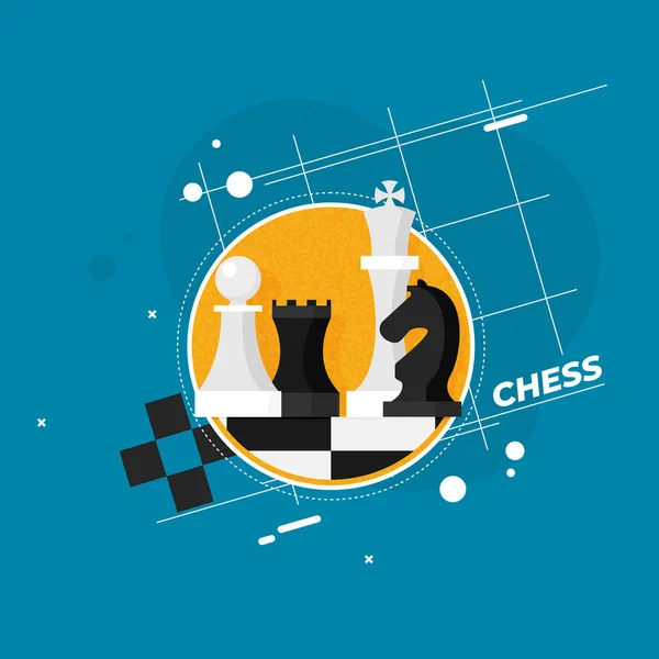 Flaches Design Modernes Vektorillustrationskonzept Der Geschäftsstrategie Mit Schachfiguren Auf Schachbrett — Stockvektor