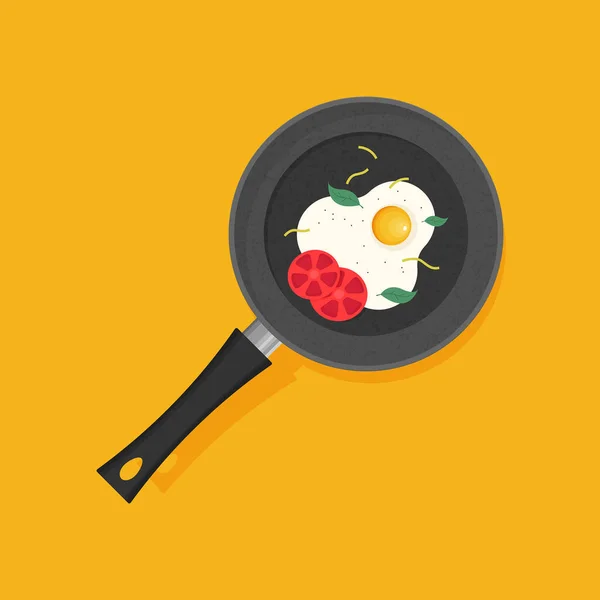 Frühstück Mit Spiegelei Und Tomaten — Stockvektor