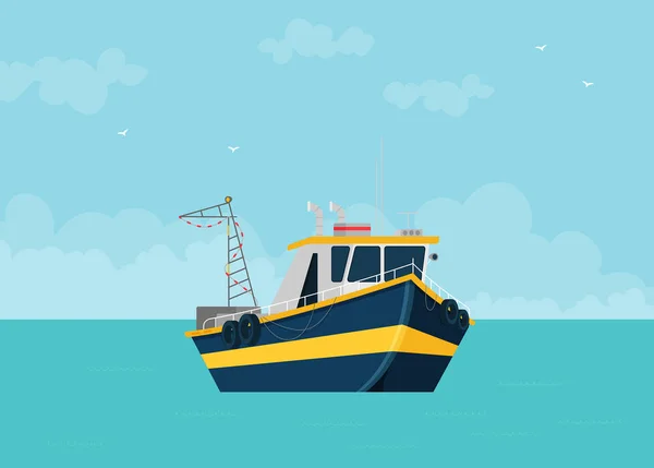 Banner Barco Pesca Estilo Simple — Archivo Imágenes Vectoriales