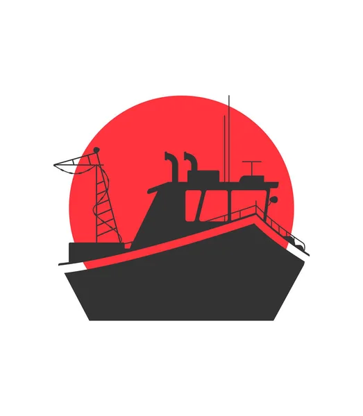 Banner Barco Pesca Estilo Simple — Archivo Imágenes Vectoriales