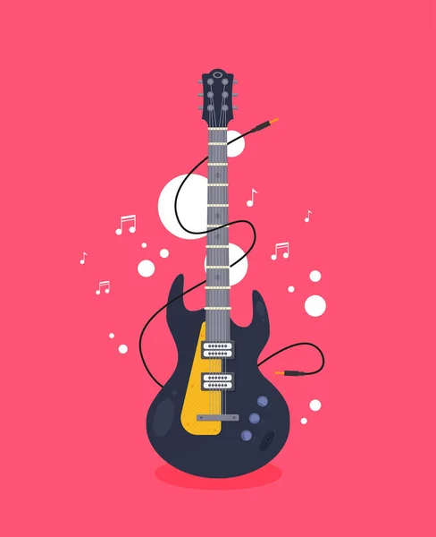 Gitár Háttérben Jegyzetek Körök — Stock Vector