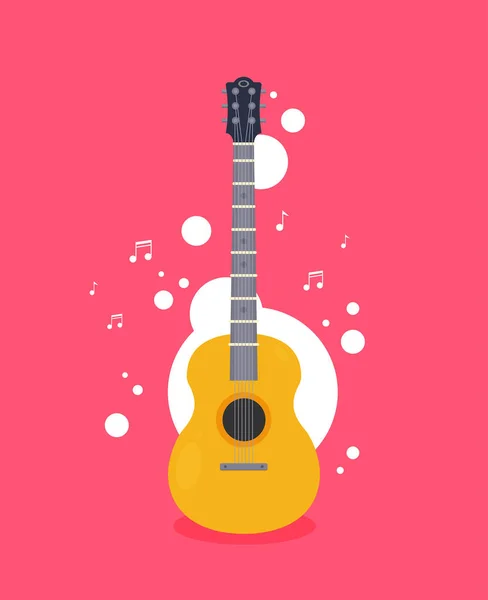 Gitár Háttérben Jegyzetek Körök — Stock Vector