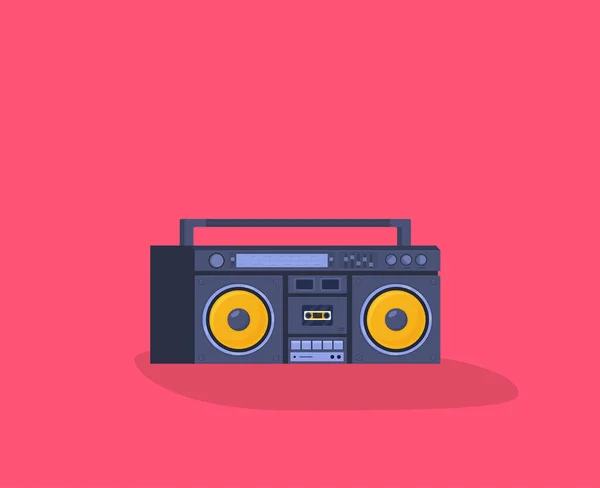 Grabadora Audio Cassette Vintage Música Retro Fondo Rosa Brillante — Vector de stock