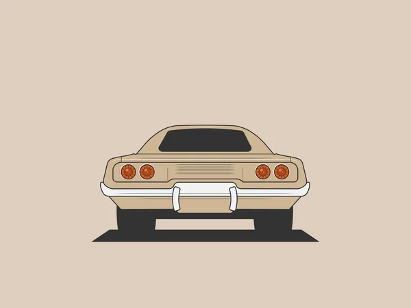 Vintage Auto Beige Achtergrond Platte Stijl Vector Illustratie — Stockvector