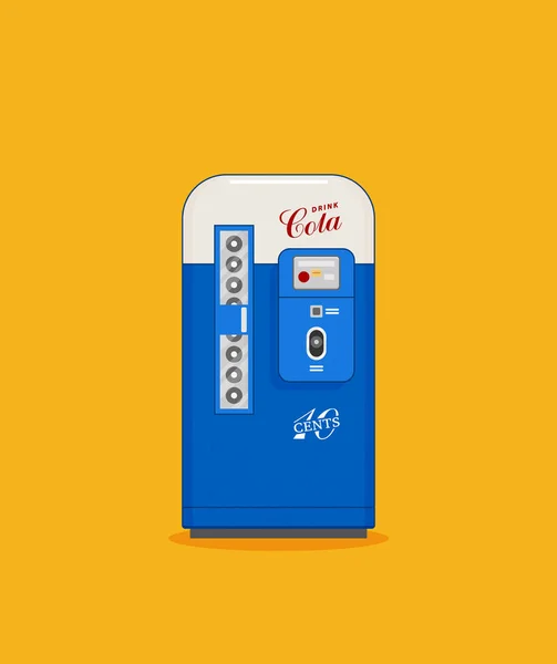 Blauwe Frisdrank Machine Gele Achtergrond — Stockvector