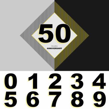 Yıldönümü rozet numaraları 1 ile 9