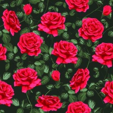 Dikişsiz kırmızı gül deseni