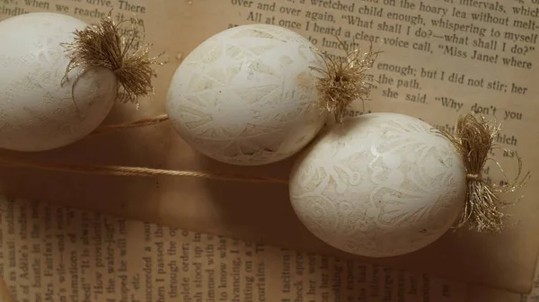 Easter Eggs Painted Traditional Authentic Ukrainian Wax Technique Pysanky Filmed — Stock Photo, Image