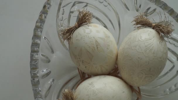 Los Huevos Pascua Pintados Técnica Tradicional Auténtica Cera Ucraniana Pysanky — Vídeo de stock