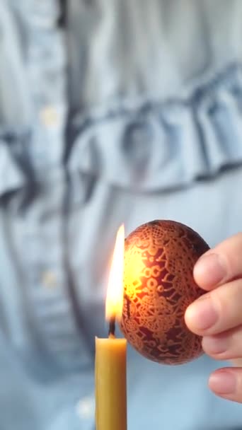 Proceso Pintura Los Huevos Pascua Técnica Tradicional Auténtica Ucraniana Pysanky — Vídeo de stock