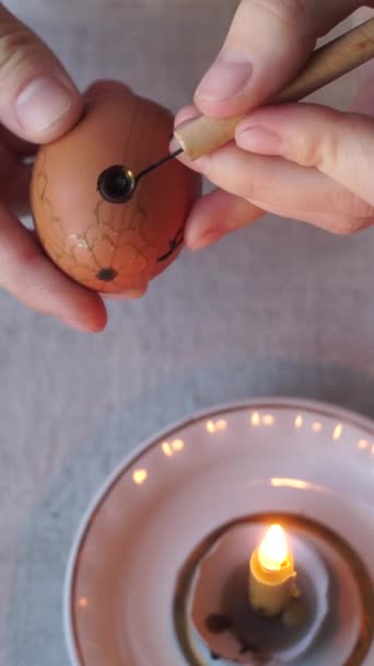 Processo Pintura Ovos Páscoa Técnica Cera Ucraniana Autêntica Tradicional Pysanky — Vídeo de Stock