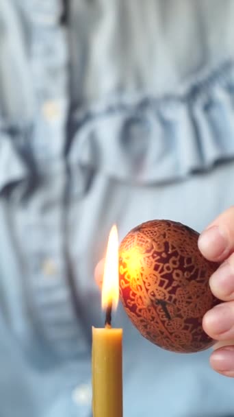 Paaseieren Schilderen Proces Traditionele Authentieke Oekraïense Wax Techniek Pysanky Opgenomen — Stockvideo