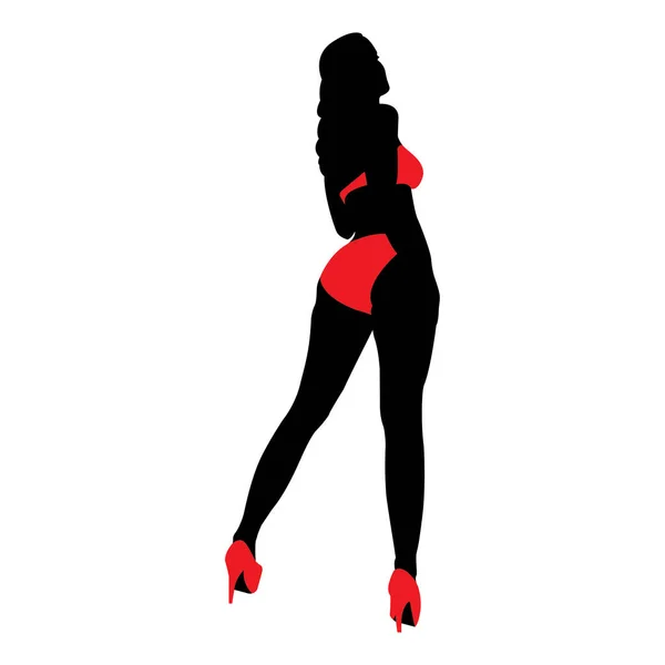 Heiße Sexy Frau Roter Dessous Silhouette — Stockvektor