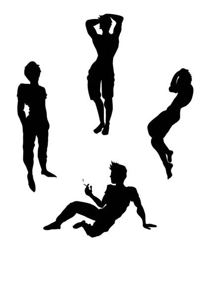 Silhouette des personnes noires — Image vectorielle