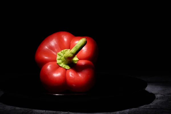 Red Sweet Pepper Black Background — Stock Photo, Image