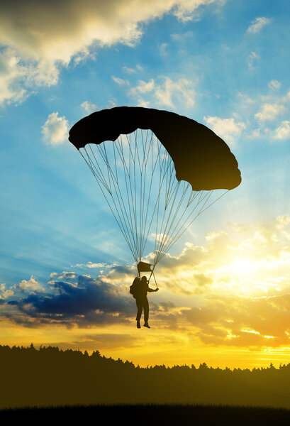 Silhouette skydiver parachutist 