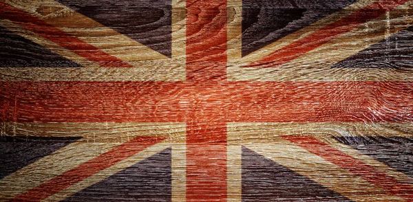 Bandiera britannica su texture in legno — Foto Stock