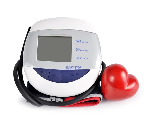 마음으로 디지털 혈압 모니터 — 스톡 사진