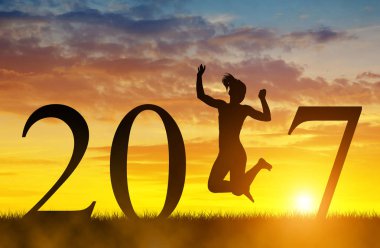 Yeni yıl 2017 kutlamada kızlar atla. 