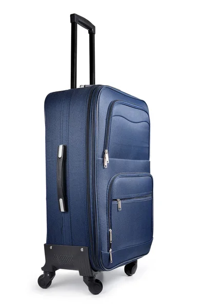 Kék bőrönd elszigetelt — Stock Fotó