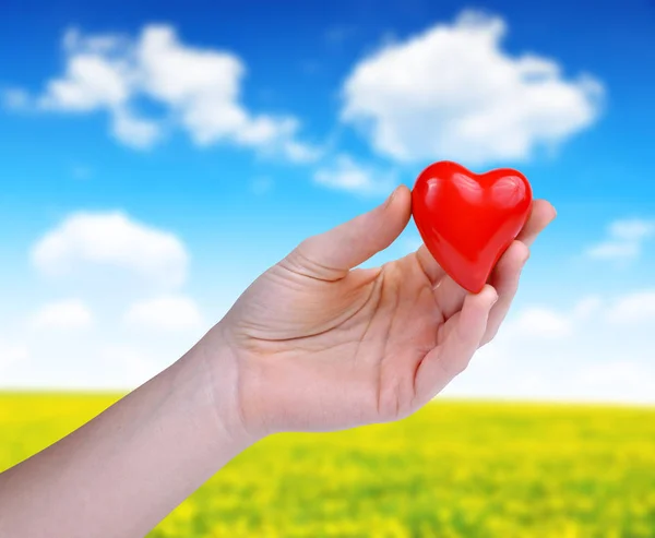 Hand holding red heart — Stock Photo, Image